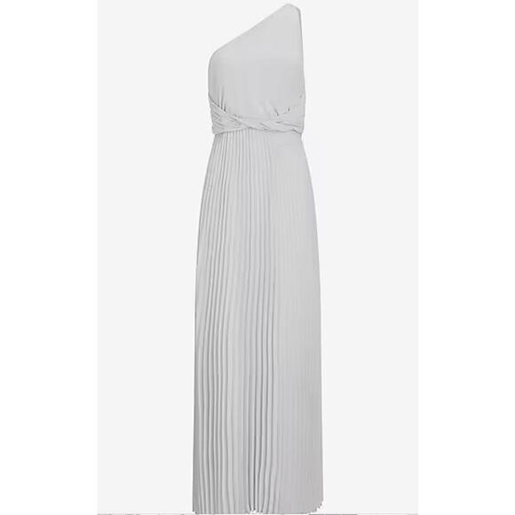 [Express] Oyster Mushroom Twist Front Pleated One-Shoulder Maxi Dress NWT Sz XL - Picture 12 of 12